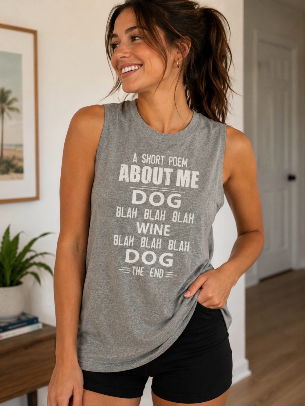 Womens "About Me" Dog poem sleeveless Top size small
